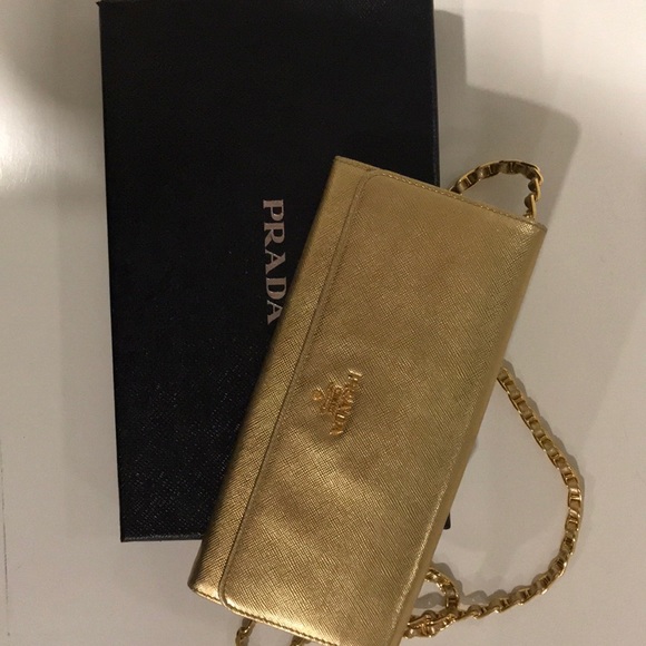 Gold Prada Wallet on Chain - Picture 1 of 6